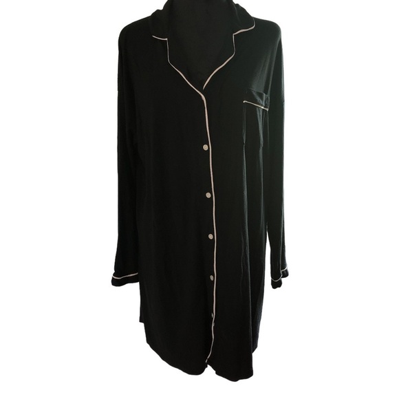 stars above Other - Stars Above Women’s Large Button Down Night Shirt Long Sleeve Black